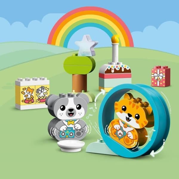 LEGO 10977 DUPLO Min första valp och kattunge med ljudeffekter, babyleksak från 18 månader, djurfigurer, stora klossar