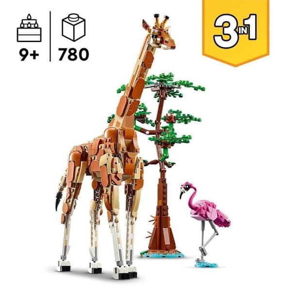 LEGO® 31150 Creator 3-i-1 Safari vilda djur, leksak med djurfigurer, giraff, gaseller och lejon