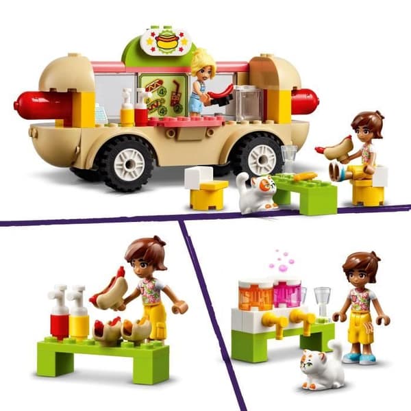LEGO® 42633 Friends Hot Dog Food Truck, mobil restaurangleksak, med minifigurer och katt, barngåva