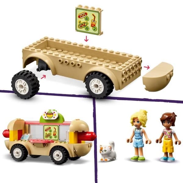 LEGO® 42633 Friends Hot Dog Food Truck, mobil restaurangleksak, med minifigurer och katt, barngåva