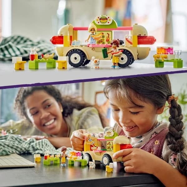 LEGO® 42633 Friends Hot Dog Food Truck, mobil restaurangleksak, med minifigurer och katt, barngåva