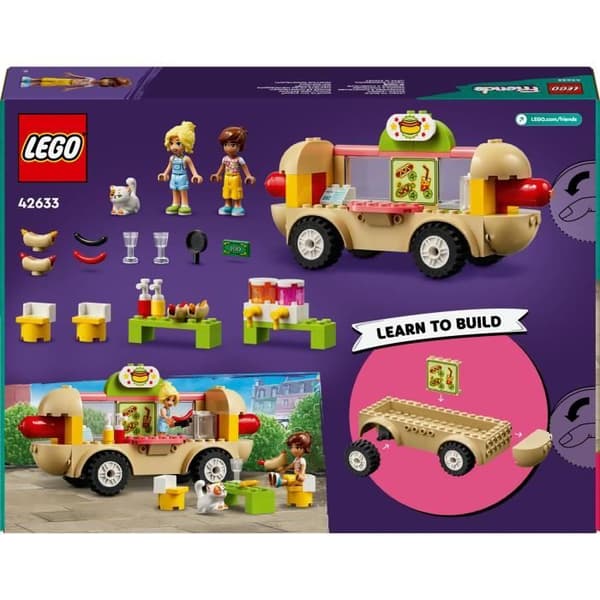 LEGO® 42633 Friends Hot Dog Food Truck, mobil restaurangleksak, med minifigurer och katt, barngåva