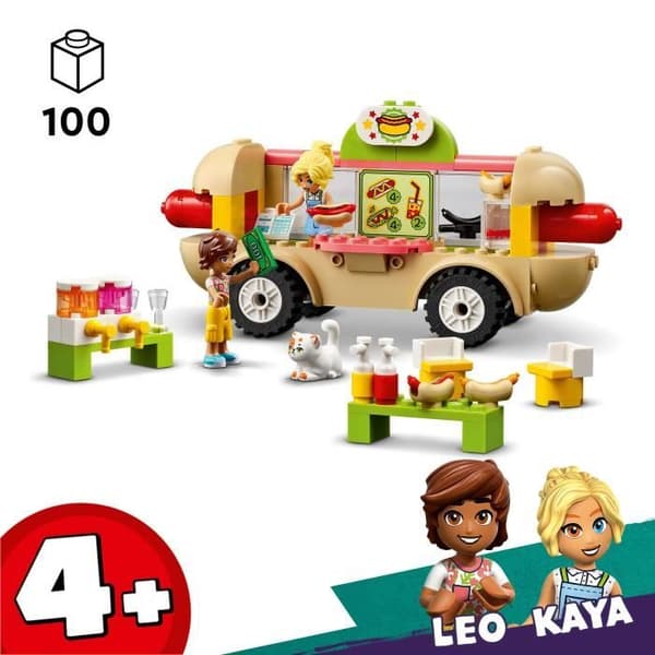 LEGO® 42633 Friends Hot Dog Food Truck, mobil restaurangleksak, med minifigurer och katt, barngåva