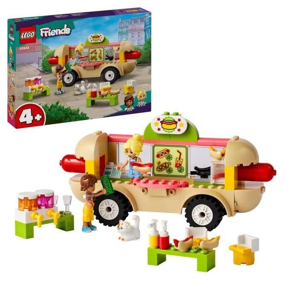 LEGO® 42633 Friends Hot Dog Food Truck, mobil restaurangleksak, med minifigurer och katt, barngåva