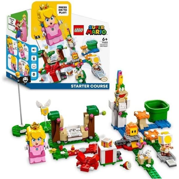 LEGO 71403 Super Mario The Adventures of Peach startpaket, Lemmy Toy, Interactive Toad Minifigure, för barn från 6 år och uppåt