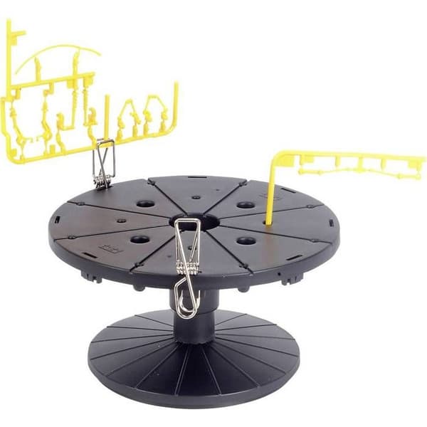 Målarbänk - Tamiya - 74522 - 2 flerfunktionsstöd - 16 cm skivspelare - Fjäderklämmor