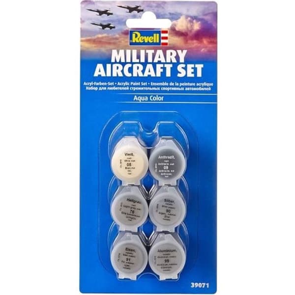 Militärflygplansfärgset - REVELL - Aqua Color - Matt vit - Matt antracit - Ljusgrå