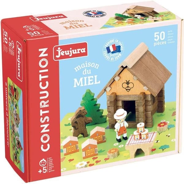 Jeujura-8223-MAISON du MIEL-50 stycken träkonstruktionsspel, 8223