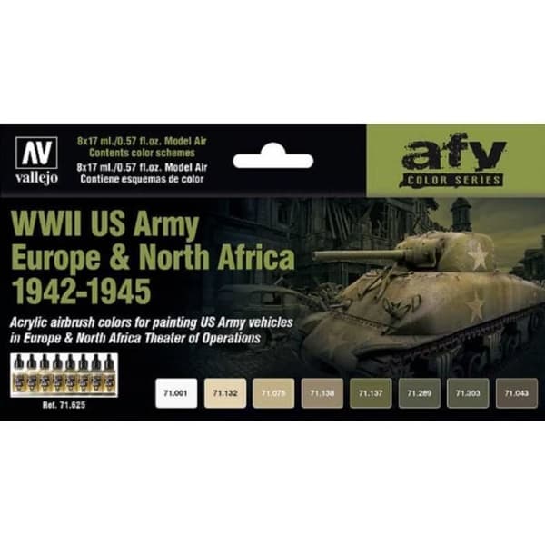 Set av färger - VALLEJO - WWII US Army Europa & Nordafrika - 8x17ml - Akryl - Blandad