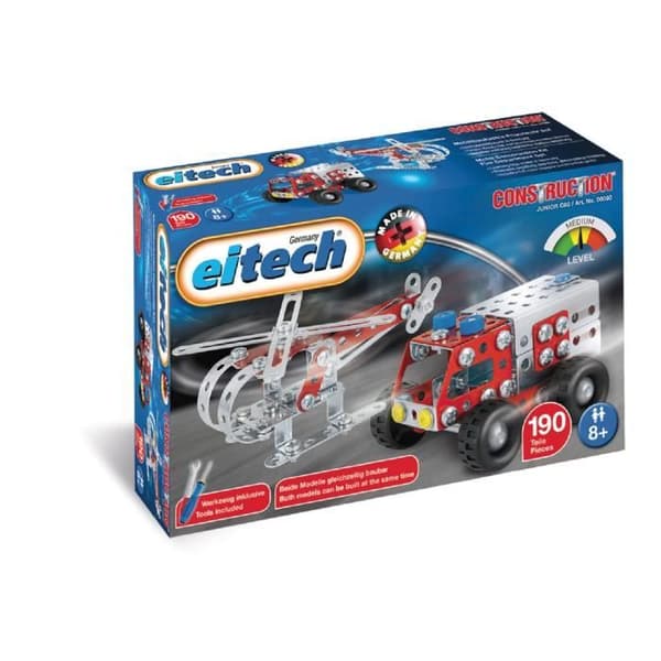 Brandmanskonstruktionsspel i silver/rött stål - EITECH - 192 stycken