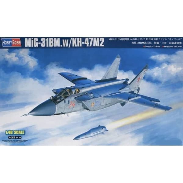 HOBBY BOSS - Modellflygplan Mig-31bm. W/kh-47m2 Hobby Boss 81770 1/48 Modellpanzer Promo - Ref: 10284
