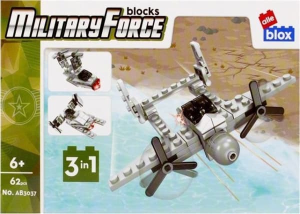 Luftfart att bygga Alleblox - AB3037 - Klocki Militaria 3in1 Flygplan 62 element
