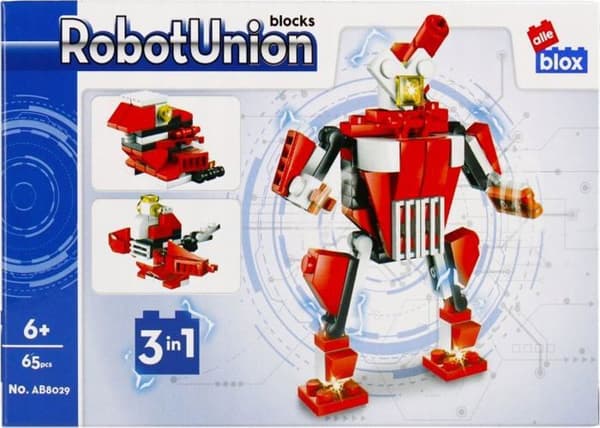 Monteringsspel - byggspel - manipulationsspel Alleblox - AB8029 - BLOCK KONSTR ROBOT 65EL 15X10X5 PUD1