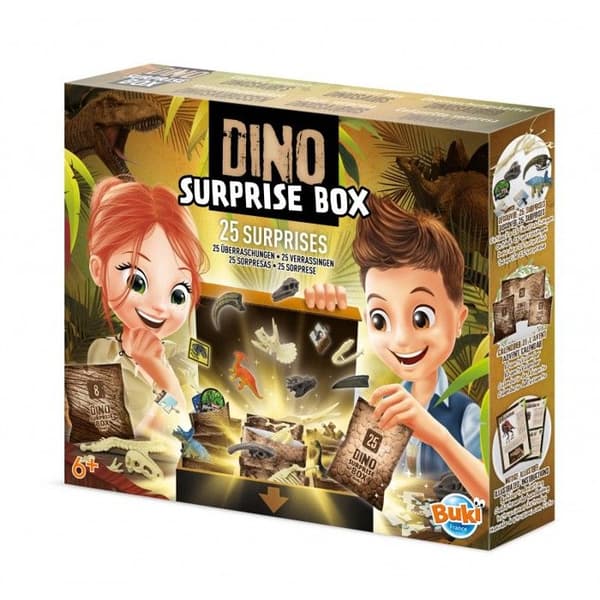 Dino överraskningslåda - Buki - 25 överraskningar att packa upp och upptäcka