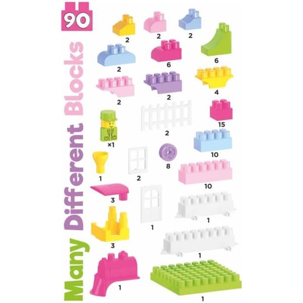 Byggset - Block - 6353 - 90 delar - Pastellfärger - Material av hög kvalitet
