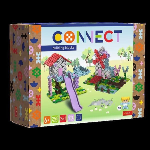 Byggblockspel Connect hus med rutschbana / vindkraftverk + figurfigur Ava
