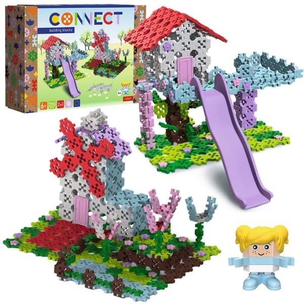 Byggblockspel Connect hus med rutschbana / vindkraftverk + figurfigur Ava