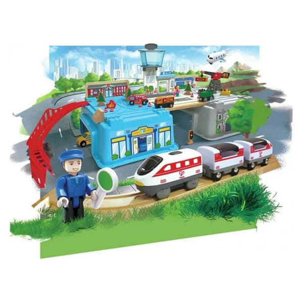 Tågleksak - HAPE - Stadslandskapståg - 87 element - Blandat - Åldrar 3 och uppåt