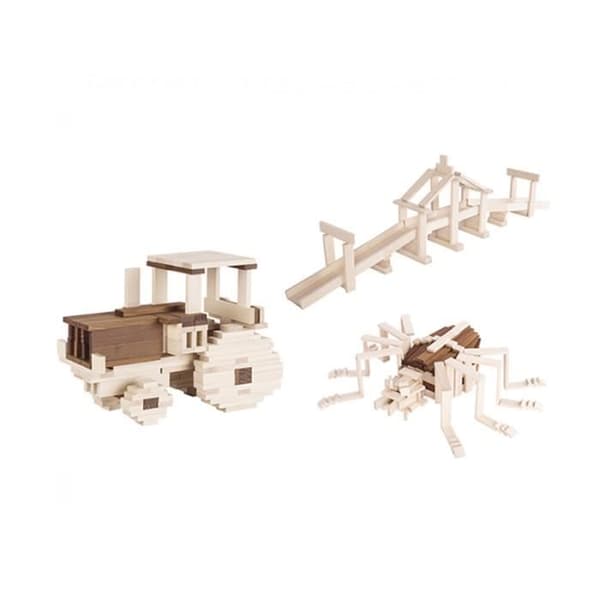 Byggspel i trä - GOKI - Blockset 58532 - 200 stycken - Goki Nature