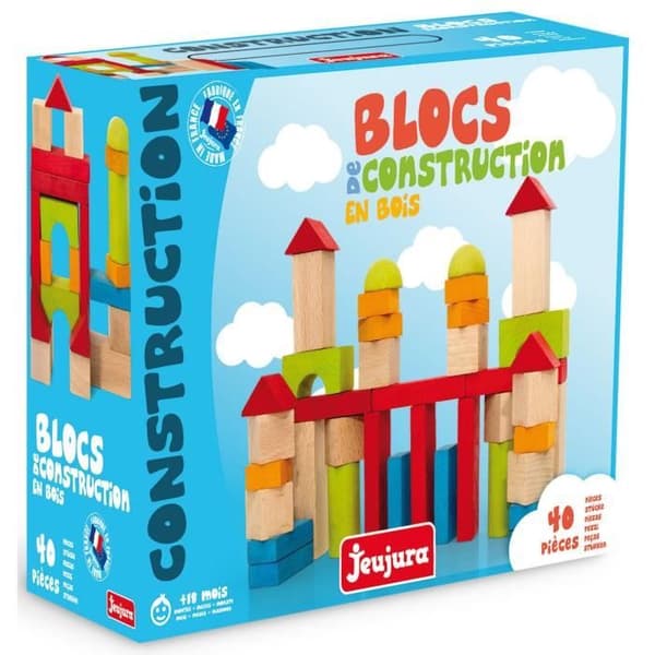 Träkonstruktionsspel - JEUJURA - 40 delar - Förvaringsväska