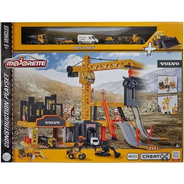 Majorette Volvo Construction Crane Set + 5 fordon