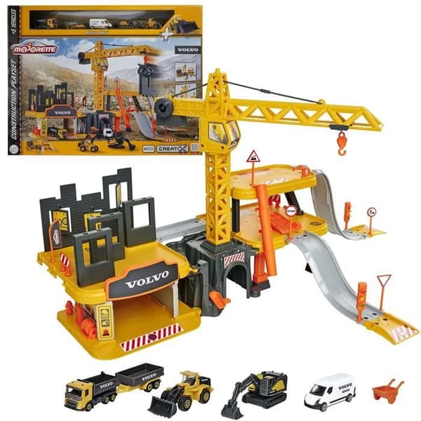 Majorette Volvo Construction Crane Set + 5 fordon