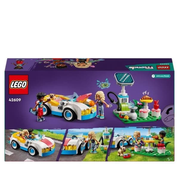 LEGO® 42609 Friends elbil och laddstation, billeksak, med Nova och Zac minifigurer