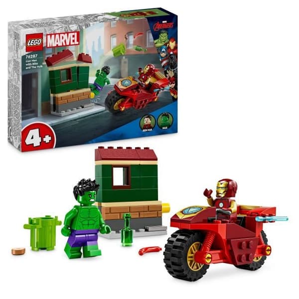 LEGO® Marvel 76287 Iron Man med motorcykel och hulk, Avengers-set med minifigurer