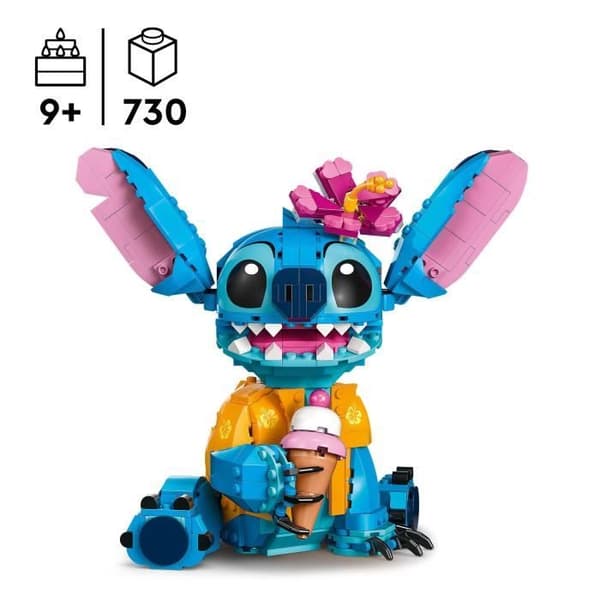 LEGO | Disney 43249 Stitch, Børnebyggesæt, Isvaffel og Figur