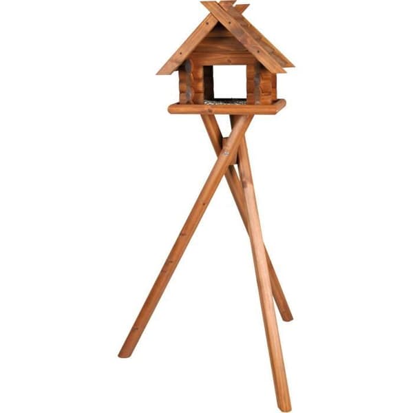 TRIXIE Fågelmatare i block med bas av Natura-furu - 47 x 40 x 36 cm / 1.40 m - Brun - För fåglar