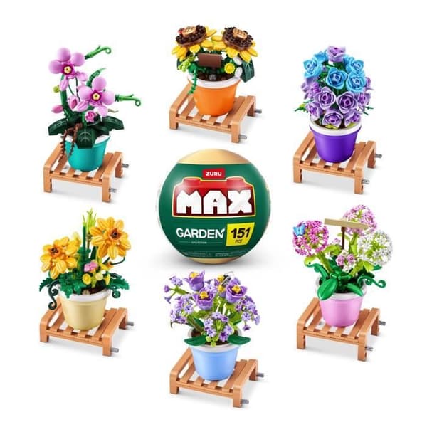 Byggesæt - ZURU - Havepotteplanter - Maks. 233 dele - 6 designs - Potte og stativ inkluderet