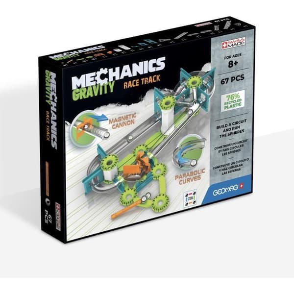 Kulbana - GEOMAG - Mekanik Gravity Race Track - 67 bitar - Magnetisk - Gravity - Återvunnen plast