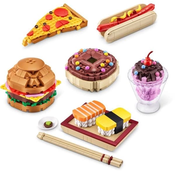 Byggset - ZURU - Snacks - Max 200 delar - 6 snacks - Burgare, glass eller sushi