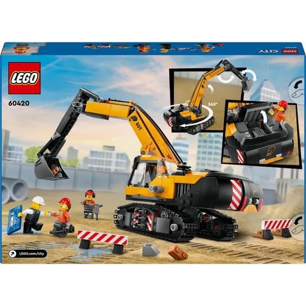 LEGO City 60420 Keltainen rakennuskaivinkone, lelu 8-vuotiaille ja sitä vanhemmille lapsille