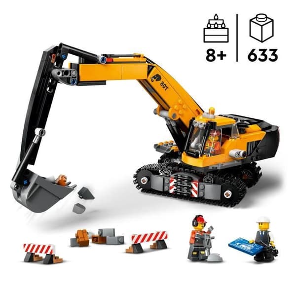 LEGO City 60420 Keltainen rakennuskaivinkone, lelu 8-vuotiaille ja sitä vanhemmille lapsille