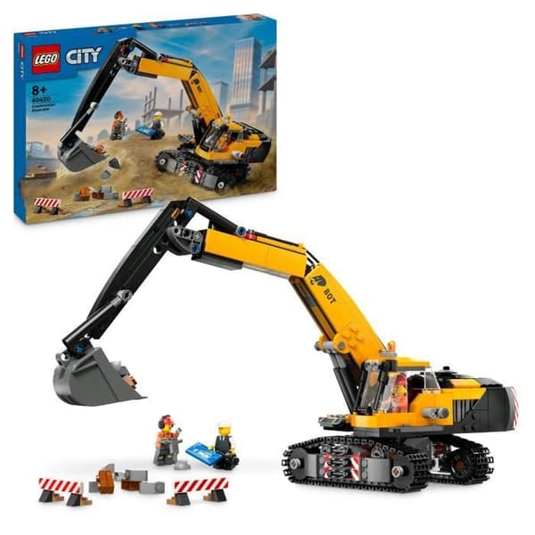 LEGO City 60420 Keltainen rakennuskaivinkone, lelu 8-vuotiaille ja sitä vanhemmille lapsille