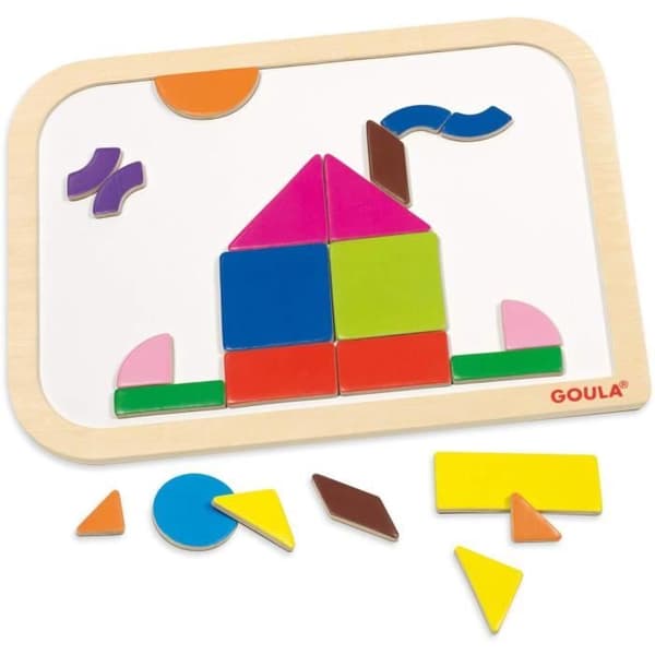 Pedagogiskt spel - GOULA - Magnetisk formlåda - 12 aktiviteter med 24 träbitar