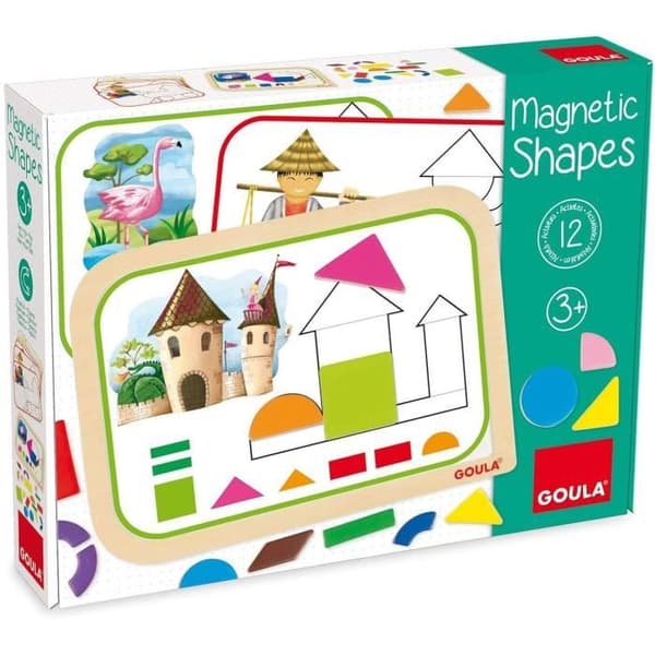 Pedagogiskt spel - GOULA - Magnetisk formlåda - 12 aktiviteter med 24 träbitar
