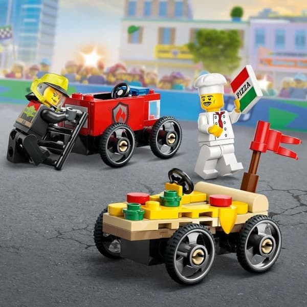 LEGO City 60458 Racerbilsbyggsats: Pizzabil mot brandbil