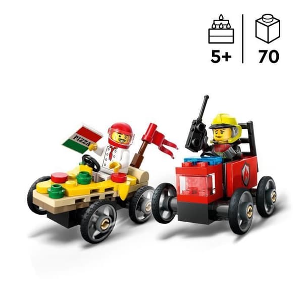 LEGO City 60458 Racerbilsbyggsats: Pizzabil mot brandbil