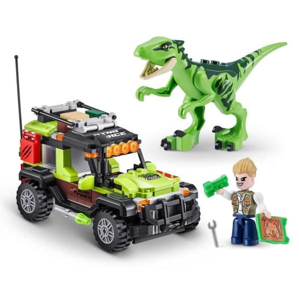 Byggesæt - ZURU - Dino Adventure Raptor Force - 252 dele - Lastbil inkluderet - Nemme instruktioner