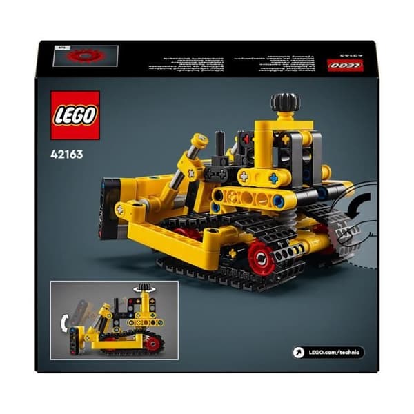 LEGO 42163 Technic Bulldozer, byggleksak för barn, grävmaskinsfordon