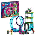 Pikkukuva 1 / 6: LEGO CITY STUNTZ 60361 Cascadonin moottoripyöräilijöiden huima haaste, moottoripyörälelu 1 tai 2 pelaajalle
