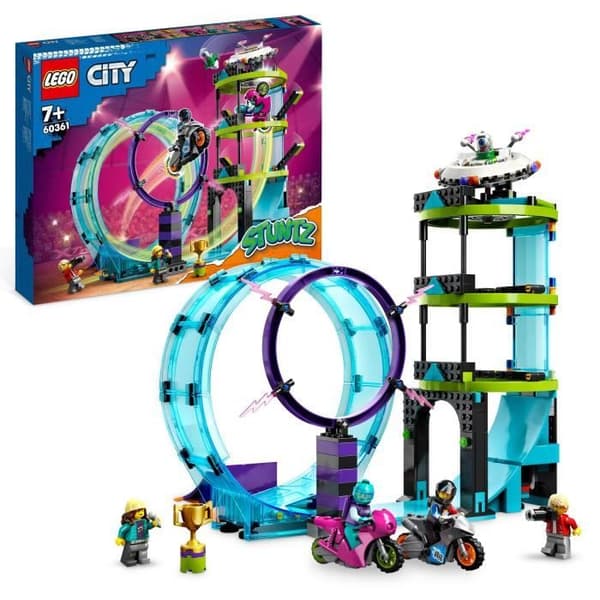 LEGO CITY STUNTZ 60361 Cascadonin moottoripyöräilijöiden huima haaste, moottoripyörälelu 1 tai 2 pelaajalle