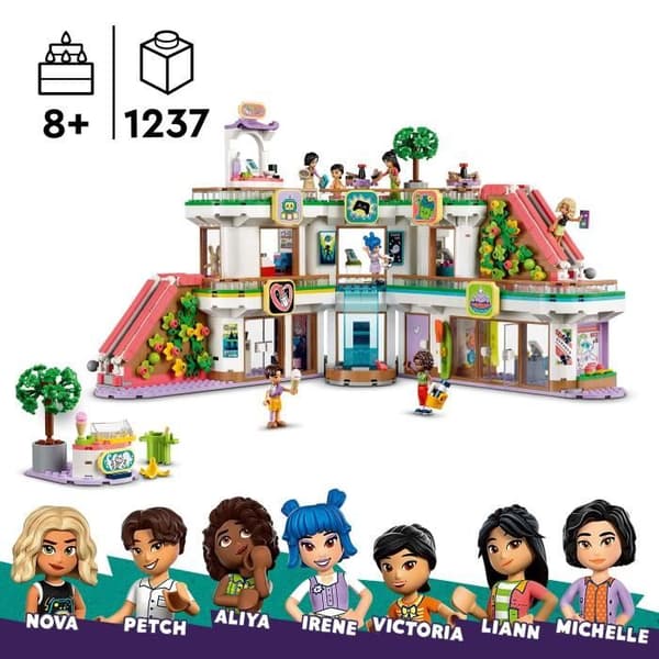 LEGO 42604 Friends Heartlake Cityn ostoskeskus, nukkelelu tytöille ja pojille, hahmosetti