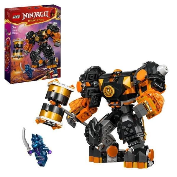 LEGO 71806 NINJAGO Coles jordelementrobot, leksak med 2 karaktärer inklusive en Cole-minifigur, ninjapresent