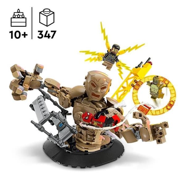 LEGO 76280 Marvel Spider-Man vs. Sandman: Den sista striden, superhjälte minifigurleksaker