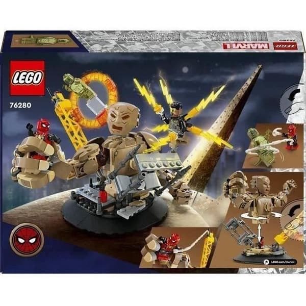 LEGO 76280 Marvel Spider-Man vs. Sandman: Den sista striden, superhjälte minifigurleksaker