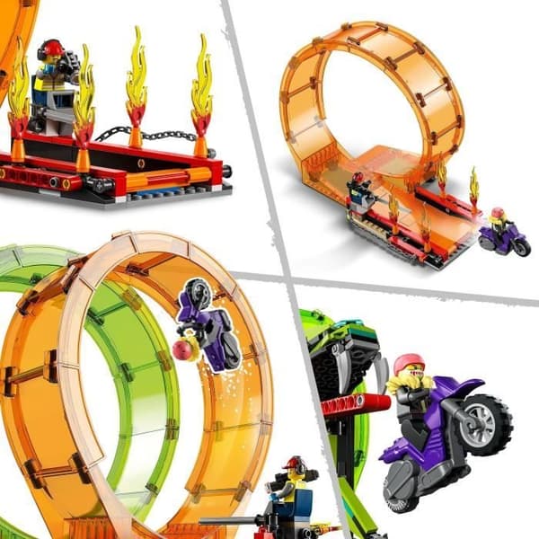 LEGO 60339 City Stuntz Double Looping Stunt Arena, Monster Truck-legetøj, med motorcykel, stuntfigur, børn fra 7 år