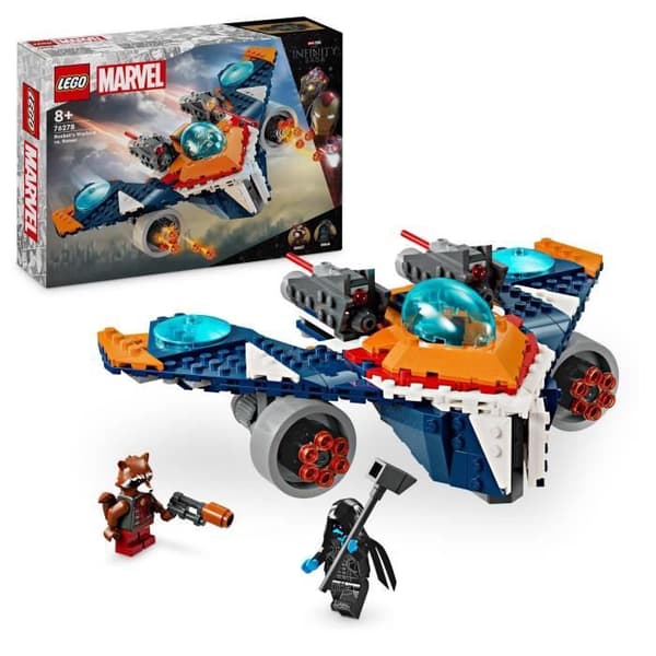 LEGO 76278 Marvel Rocket vs. Ronans rymdskepp, Guardians of the Galaxy-leksak, skepp och minifigurer